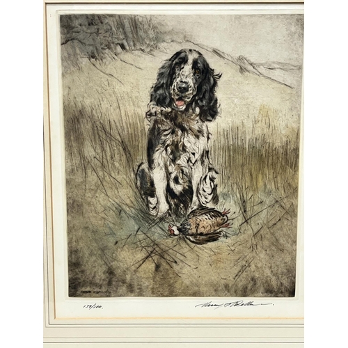 1247 - Henry Wilkinson (British 1921-2011); 'Ben the Spaniel' ltd.ed coloured etching, numbered and signed ... 