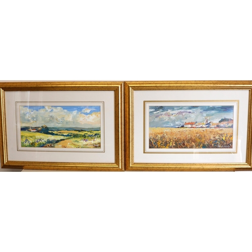 1238 - Roberto Luigi Valente (Italian b. 1926); Summer landscapes, pair of oils on board, signed, 15cm x 30... 