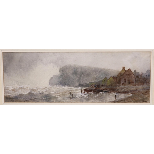 1242 - Paul Marny (French/British 1829-1914); 'Saltburn' watercolour, signed, titled on label verso, 15cm x... 