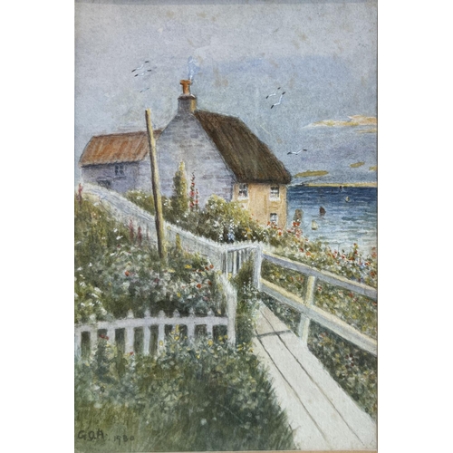 1244 - George Oliver Ayre (British 20th century); 'Lady Palmers' Cottage Runswick Bay' watercolour, signed ... 