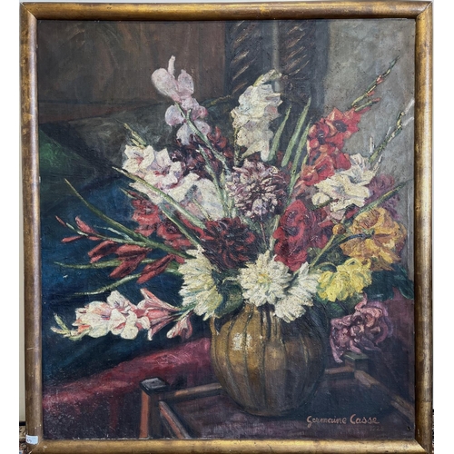 1212 - Julie Élise Germaine Casse (French 1881-1967); 'Glaieuls et Dahlias' profuse display of flowers in a... 