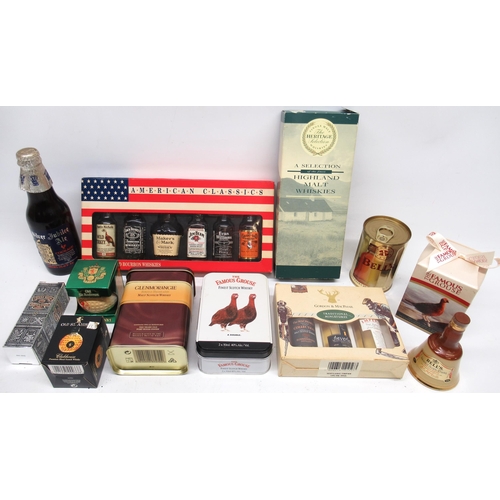 1175 - Assorted collection of box and box set whisky miniatures to inc. tin of 2 Glenmorangie 10 Year Olds,... 