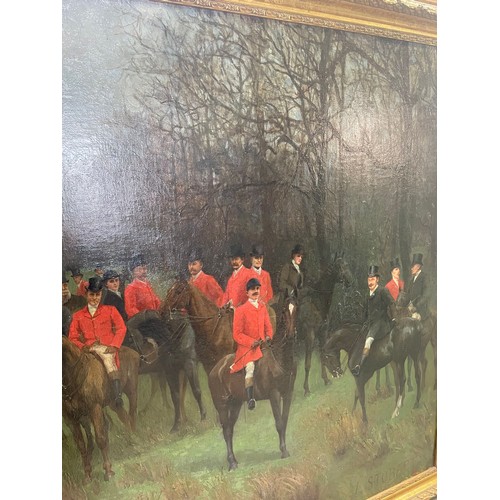 1214 - L Stobart (British 19th century); The Bedale Hunt in a wooded landscape, including Capt. Wilson Todd... 