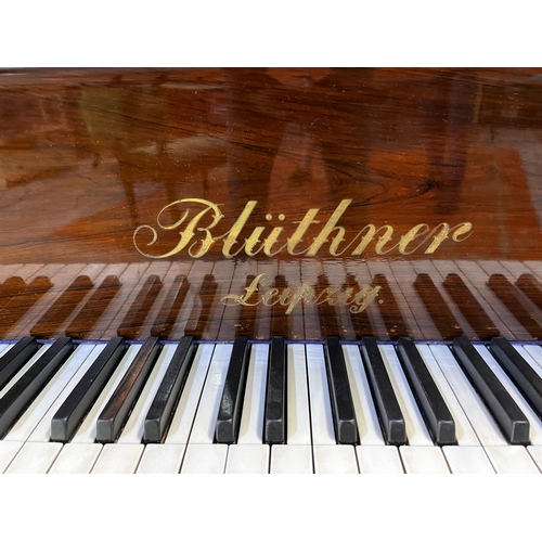 1155 - Bluthner rosewood cased Boudoir grand piano, metal framed overstrung movement No.87749, on square ta... 