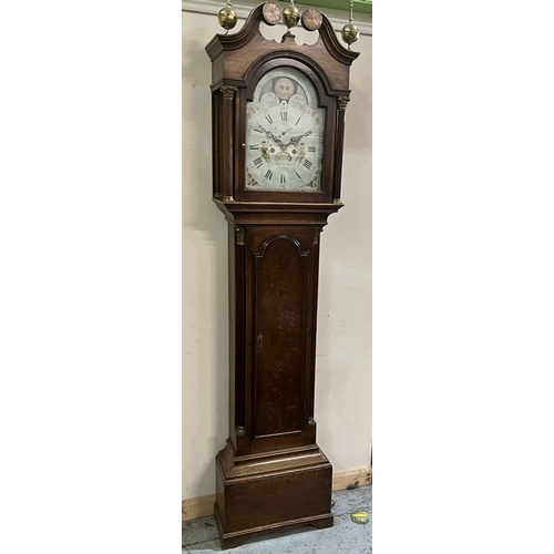 1116 - Thos. Coviller Alford - 18th century oak longcase clock signed 17in arched painted Roman dial with m... 