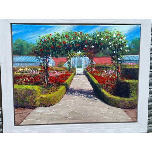 1230 - Steve Whitehead (British b.1960); 'Sewerby Garden' acrylic on canvas in floating frame, inscribed an... 