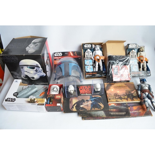 90 - Collection of Star Wars themed toys, action figures, books and mugs to include Hasbro Black Series f... 