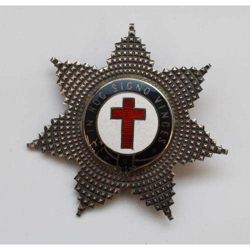 1213 - Knights Templar Breast star. Hallmarked silver. Lacking pin