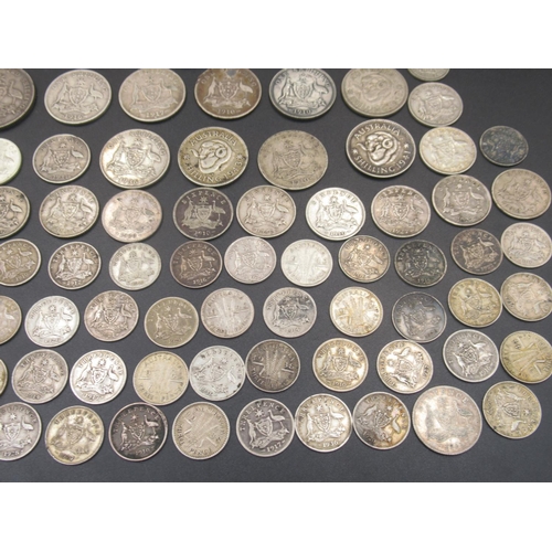 554 - Assorted collection of Australian C20th coins to inc. a small group of 1910-1944 mixed florins, shil... 