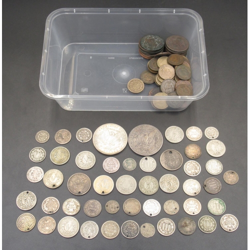 556 - Collection of C19th American coins to inc. collection of silver content dimes, 3 cents, 5 cents and ... 