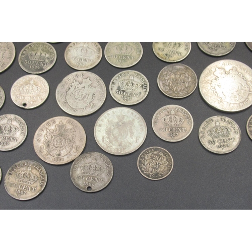 562 - Collection of Napoleon III French coins to inc. Centimes and Francs (silver content coins gross 4.8o... 