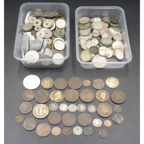 563 - Large collection of C18th, 19th and 20th French coins to inc. Francs, Centimes, etc. inc. silver con... 