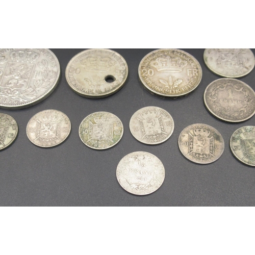 570 - Assorted collection of C19th/20th Belgian centimes and francs, to inc. small selection of silver con... 