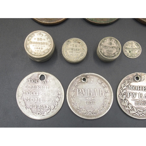 573 - Collection of C19th/20th Russian Empire coins to inc. small collection of silver content coins (gros... 