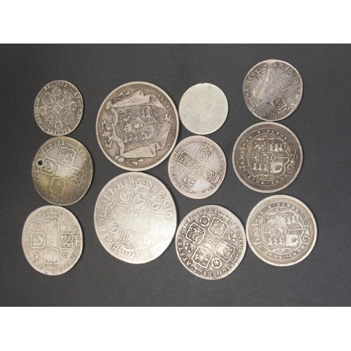 515 - Collection of shillings, crowns etc. from George II, George III, George IV, William IV, Charles II, ... 