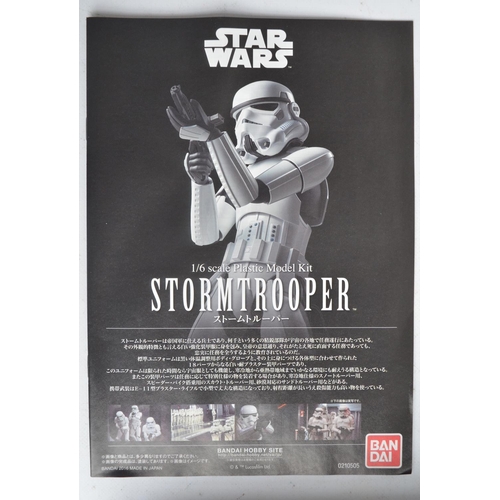 96 - Collection of six Star Wars themed plastic model kits from BanDai to include 3x 1/6th scale Stormtro... 