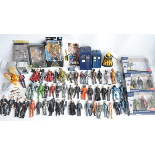 127 - Collection of Dr Who 13cm and other action figures including Reservoir Dogs, DC Multiverse Black Ada... 