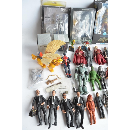 127 - Collection of Dr Who 13cm and other action figures including Reservoir Dogs, DC Multiverse Black Ada... 