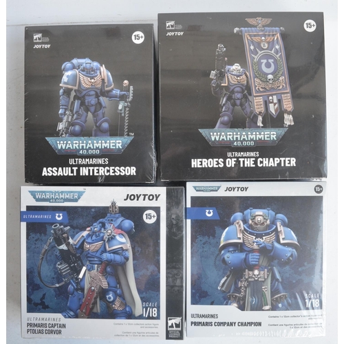 134 - Six JoyToy Warhammer 40,000 Ultramarines 1/18 scale action figures to include Primaris Company Champ... 