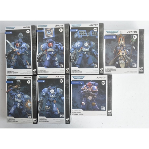 135 - Seven as new boxed/factory sealed JoyToy Warhammer 40,000 Ultramarines 1/18th scale action figures t... 