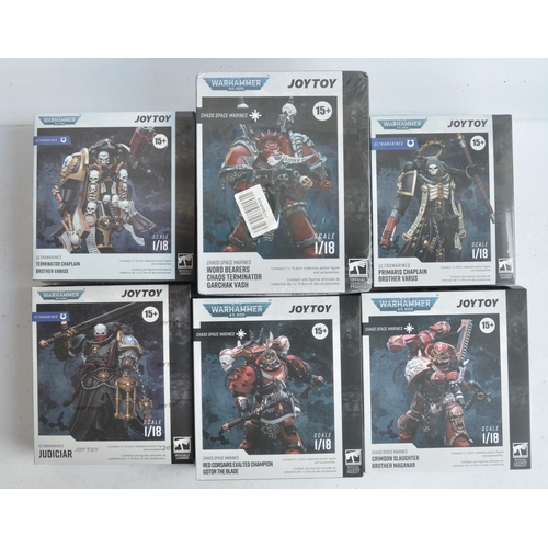 136 - Six JoyToy Warhammer 40,000 1/18th scale action figures to include Chaos Marines Crimson Slaughter B... 