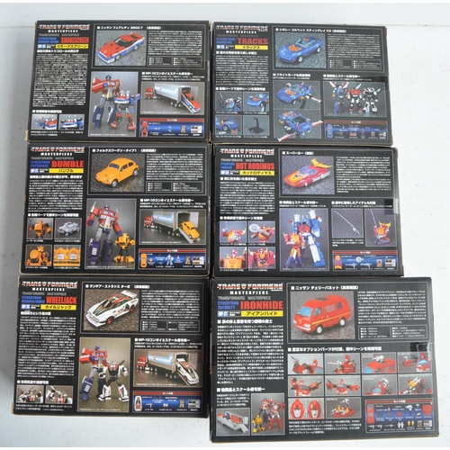 168 - Six car mode Transformers Masterpiece models from Takara Tomy, all boxes un-opened/factory sealed to... 