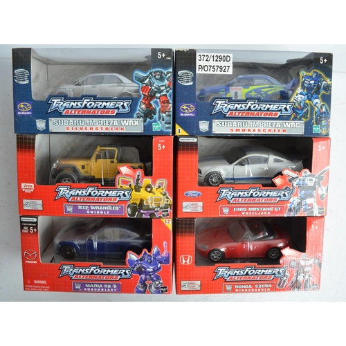 175 - Six Hasbro 1/24th scale Transformers Alternators car themed models to include unopened/factory seale... 