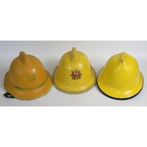 1287 - Five British vintage firefighter helmets of various styles and eras, including c1970s Cromwell F135 ... 