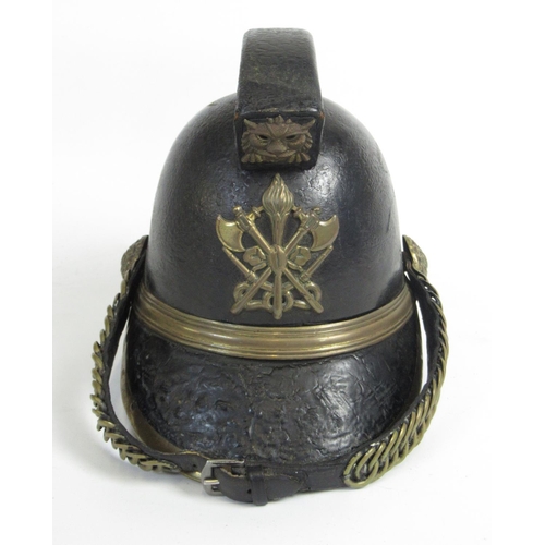 1294 - Merryweather Volunteer Pattern c1890s leather fireman's helmet complete with original brass fittings... 