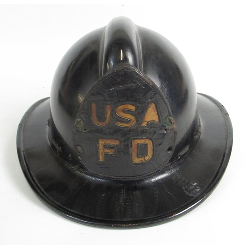 1298 - C1940s MSA 'Skullgard' helmet with U. S. Army Fire Department shield, complete with original interio... 