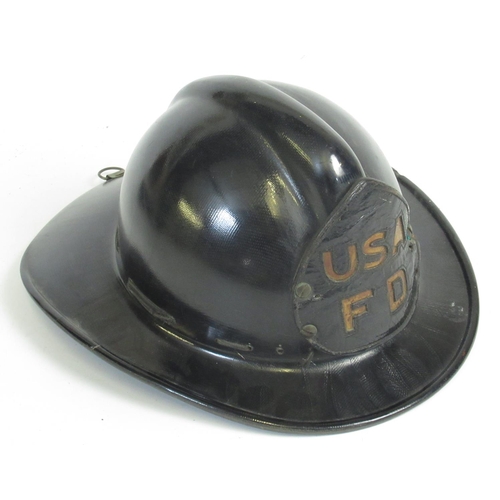 1298 - C1940s MSA 'Skullgard' helmet with U. S. Army Fire Department shield, complete with original interio... 