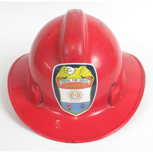 1299 - C1970s Safety Supply Company 'Safe T Chieftan' helmet with Naval Station Norfolk, VA Federal Fire Se... 