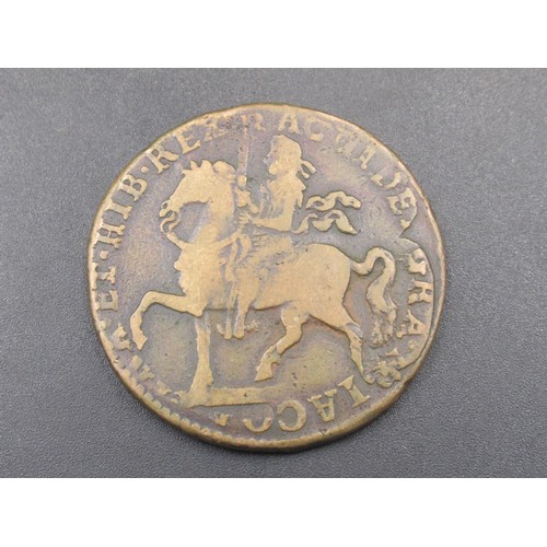 524 - 1690 King James II Irish Halfcrown-type brass Gun Money Crown coin