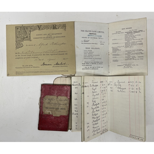 1293 - Alfred Pilkington 1851-1907, Manager, Well House Mill Barnoldswick - a collection of ephemera incl. ... 