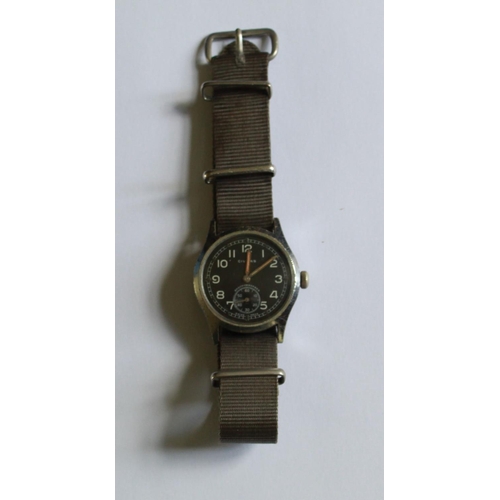 1251 - Civitas German Military Wrist watch. Steel case with black face, subsidiary second hand dial. Serial... 