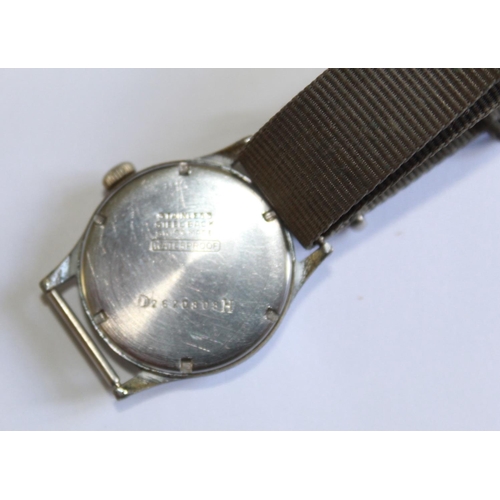 1251 - Civitas German Military Wrist watch. Steel case with black face, subsidiary second hand dial. Serial... 