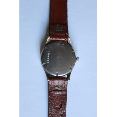 1252 - Alpina 592 Luftwaffe pilots wrist watch. Brass case and steel back. Black face, with subsidiary seco... 