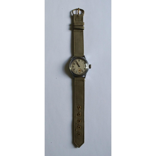 1254 - Elgin 539 15 jewel U.S. Ordinance department wrist watch. Steel case and back. Subsidiary second han... 