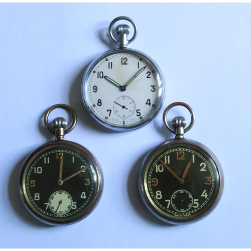 1258 - Tissot43. 1940's military pocket watch, white face and subsidiary second hand dial. Stamped with bro... 