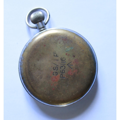 1259 - Two Helvetia military pocket watches. One black face and one white, both with  subsidiary second han... 