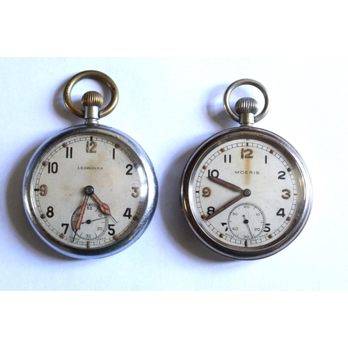 1260 - Leonidas military pocket watch with subsidiary second hand dial. Stamped with broad arrow G.S.T.P. N... 