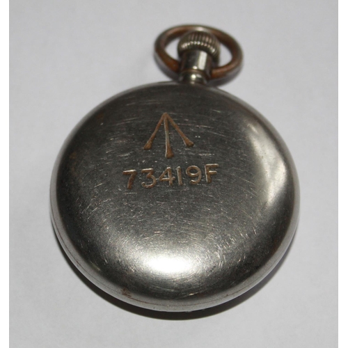 1263 - H. Williamson Ltd of London WWI military pocket watch. Registration number 73419F. In steel case and... 