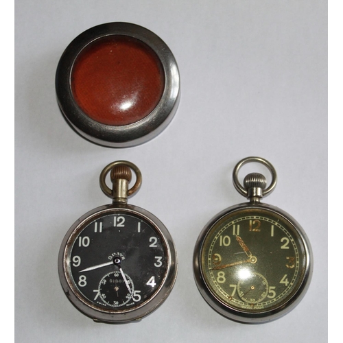 1265 - Unitas 245 WWI military issue pocket watch. Steel case with black face and subsidiary second hand. S... 