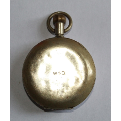 1265 - Unitas 245 WWI military issue pocket watch. Steel case with black face and subsidiary second hand. S... 