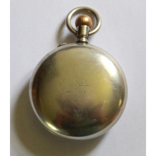 1267 - W. Ehrhardt of London WWI period pocket watch. Steel case. White enamel face with Roman numerals and... 