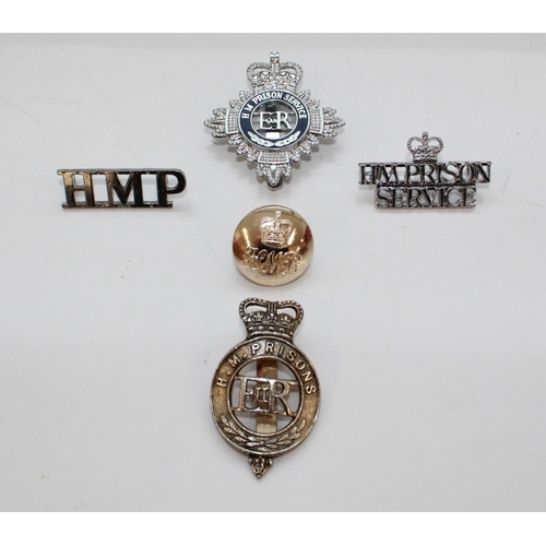 1223 - Large collection of stay bright H.M. Prison Service badges, H.M.P. lapel titles, key chains, Acme Ci... 