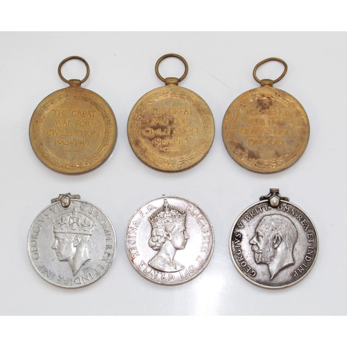 1224 - Three WWI Victory Medals. To, 4956 Cpl C.R.F. Box Kings Royal Rifle Corps. L-22868 Acting Bombardier... 