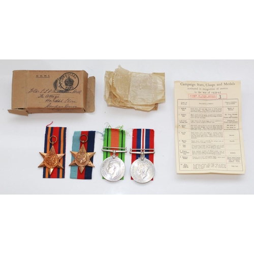 1225 - WWII Medals. 1939-45 Star, The Burma Star,1939-45 Defence Medal, 1939-45 War Medal. To Lt Cdr C.L.P.... 