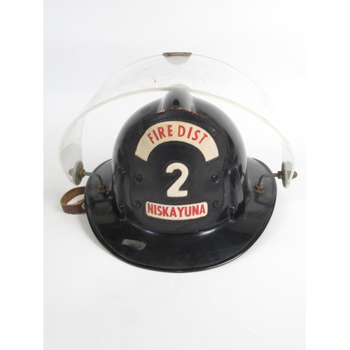 1302 - C1968 MSA 'Topguard' fireman helmet, complete with original lining and 'Fire Dist 2 Niskayuna' leath... 