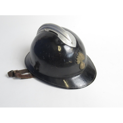 1310 - C20th Adrian pattern steel French helmet with unmarked fire grenade badge